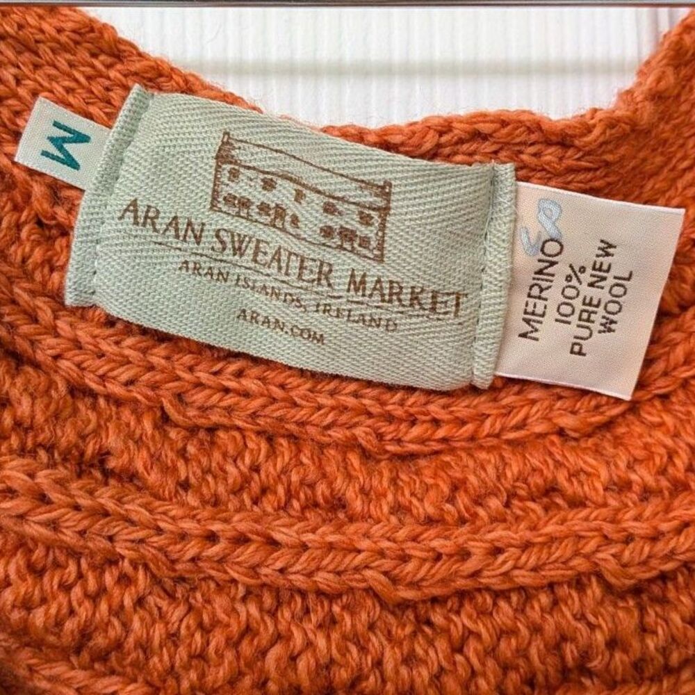 Aran Sweater Wrap 100% Irish Merino Wool | SZ Med - Picture 5 of 10